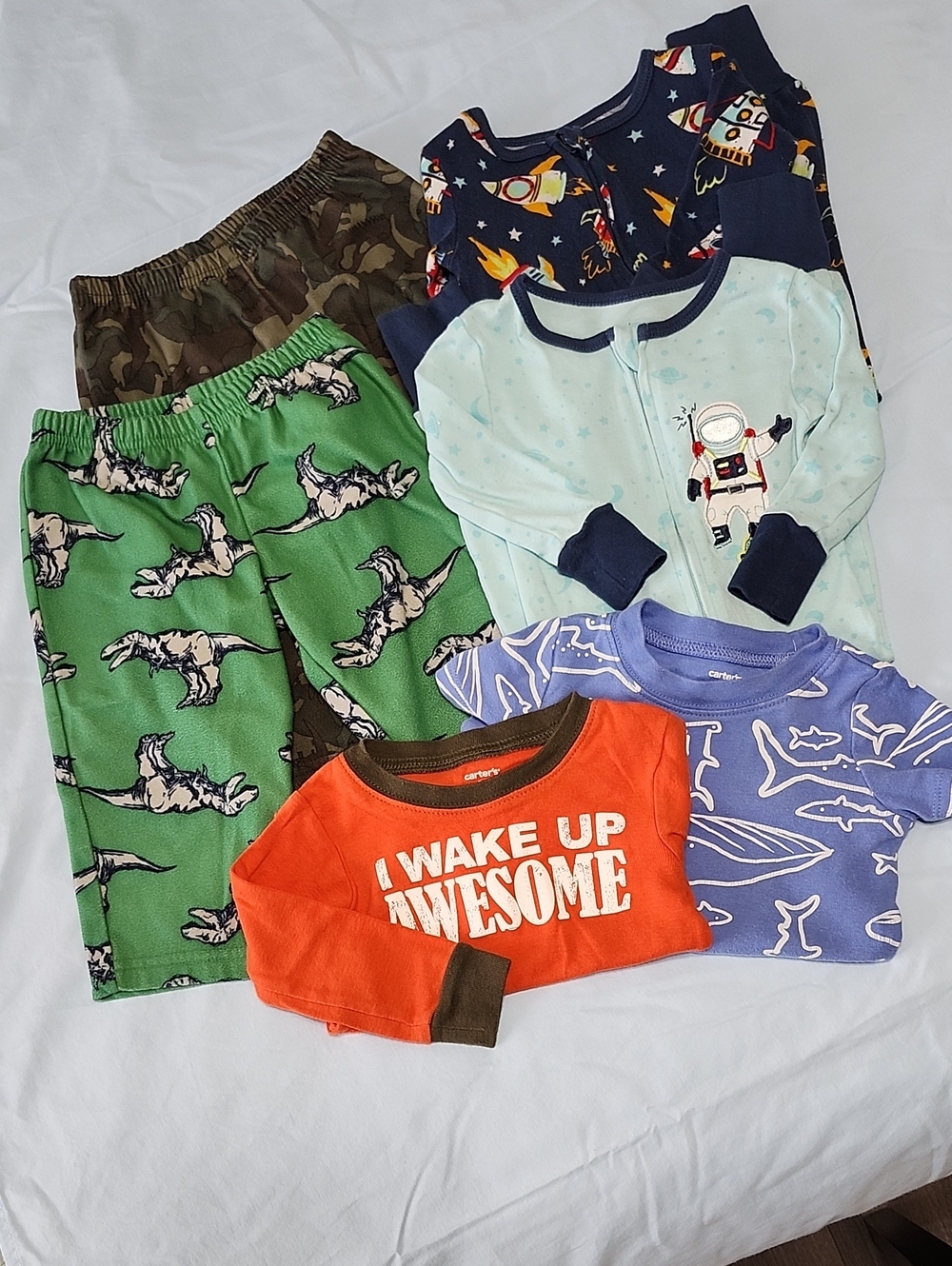 Assorted Long Sleeve Onesies, 2 Pants, 2 Short Sleeve Onesies - 12M